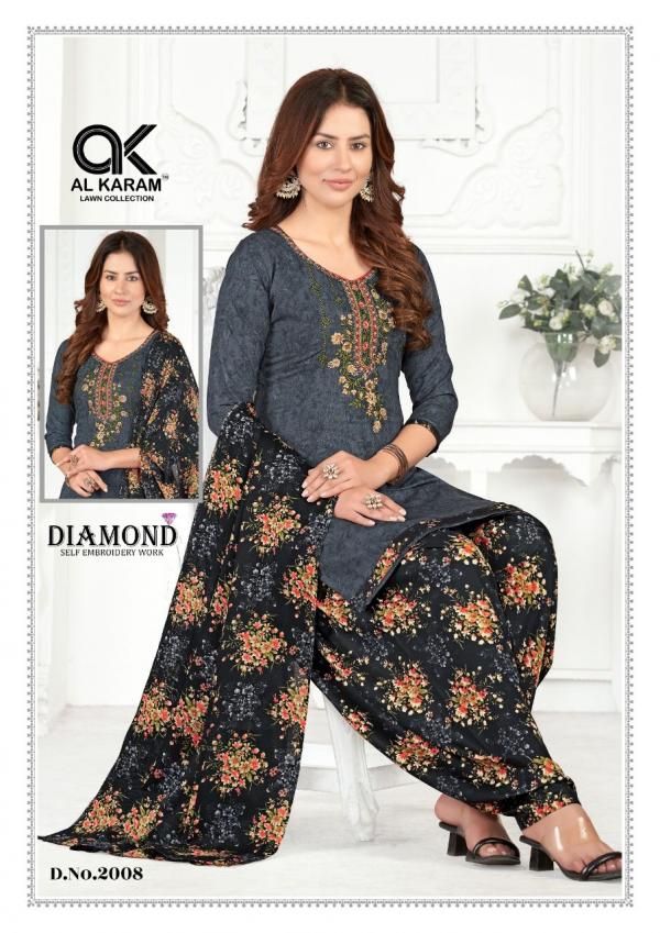 Al Karam Diamond Vol -2 cotton Printed Designer Dress Material